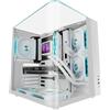 Mars Gaming MC-INFINIOLITE, Case Gaming ATX, Vetro Temperato Curvo Continuo Senza Cornice, Pannello Superiore in Vetro, Struttura a Doppia Camera, Supporto Raffreddamento Liquido fino a 240mm, Bianco