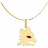 Idee Preziose Gioielli Collana Uomo Donna Lupo Lupetto Roma XL Argento 925 Placcato Oro Occhio Rosso
