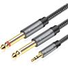 Cavo Jack Mono 3.5 a 6.3 2M, Nylon Intrecciato 3.5Mm Maschio a Doppio 6.35Mm Mas