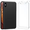 Cover per Iphone XS Max Silicone Ultra Sottile Nero 2 × Vetro Temperato Pellicol