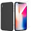 Cover per Iphone XS Max Silicone Ultra Sottile Nero 2 × Vetro Temperato Pellicol