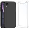 Cover per Iphone XS Max Silicone Ultra Sottile Nero 2 × Vetro Temperato Pellicol