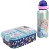 Stor Set Merenda Frozen - Il Regno Di Ghiaccio - Borraccia Alluminio 530ml e Portamerenda 3 Scomparti - Kit Pranzo Bambini Scuola