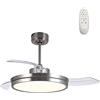 Wonderlamp - Ventilatore da soffitto a luce LED con pale pieghevoli Brando 48 W, silenzioso, 3 temperature colore, 6 velocità, nichel