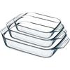 Pyrex 912S989/7041 Set Teglie Rettangolari, 3 unità