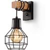 Glighone Lampada da Parete interni Vintage Applique da Parete in Legno Metallo Gabbia ...