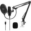 August REC100 Microfono con Braccio USB Condensatore Unidirezionale, Kit Prof...