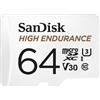 SanDisk HIGH ENDURANCE Video Monitoring for Dashcams & Home Monitoring 64 GB
