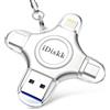 iDiskk 128GB Chiavetta USB Lightning 4 in 1 Certificata MFi per iPhone, iPad,...