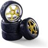 Carson 500900189 1:10 Set di ruote (4) design 5 raggi cromo/oro - accessori per modellismo, pezzi di ricambio, tuning, pneumatici, set di pneumatici
