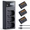 K&F CONCEPT Set 3 batterie NPFZ100 2280mAh, Caricatore LCD 3 slot, Compatibil...