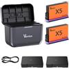 Vemico 360 X5 Caricabatteria Set 2 X 2800mAh 360 One X5 Batteria 2 canali LED...