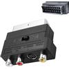Yowfond Scart su 3 prese RCA IN/Out + SVideo SVHS AV Audio Video Adapter Nero...