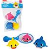 ODS 48822 BABY SHARK Set di 3 squaletti con retino per bagnetto, blu rosa gia...