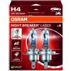 OSRAM NIGHT BREAKER LASER H4, +150% di luminosità in più, lampada alogena per...