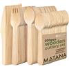MATANA 200 Posate in Legno Usa e Getta 50 Coltelli, 50 Forchette, 50 Cucchia...