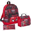 SPIDER-MAN Set da 3 pezzi con zaino Spiderman + borsa per il pranzo + astuccio per ragaz...