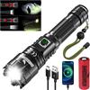 Shadowhawk Torcia LED Potente Professionale 10000 Lumen, Ricaricabile USB Tor...