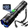 WholeFire Torcia LED ricaricabile estremamente luminosa, 100000 lumen, funzio...
