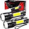 REHKITTZ Torcia LED Potente 2 Pezzi, Multifunzione Bianca,Rossa,Lampeggiante ...
