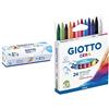 Giotto Colori a Dita - Confezione da 6 Tempere a dita, 6x100ml, Colori Assortiti & 282200 - Pastelli a Cera in Astuccio da 24 Colori