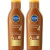NIVEA SUN Latte Solare Carotene Bronze FP 6 200 ml, Crema solare abbronzante con protezione per una pelle dorata, Crema abbronzante arricchita con carotene e vitamina E (Confezione da 2)