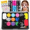Truccabimbi Kit - 16 Colori Trucco Viso Bambini Con 4 Colori Grandi, 52 Stencil
