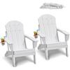 VEVOR Sedie Adirondack in Plastica Set 2, Sedie da Esterno Pieghevoli Portatili Resistenti alle Intemperie per Patio con Portabicchieri, Bracciolo Rilassante Ergonomico, per Giardino Cortile, Bianco