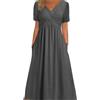 Abito donna scollo a V tessuto di poliestere scollo a V design maniche cor