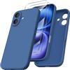 ORNARTO Cover per iPhone 16 Silicone 6.1 Pollici, con 2 Pellicola Vetro Tempe...