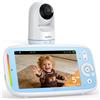 Boifun Baby Monitor con Telecamera Rotante 360° HD, Schermo IPS 5", Audio Bid...