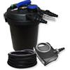 WilTec TTSet per laghetti da 10000l Filtro Chiarificatore UVC 11W Pompa 70W Tubo 25m