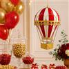 okaffarefatto Mongolfiera Decorativa h 35 cm Metallo Rossa e Dorata da Appendere o Appoggiare