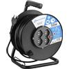 Electraline 49028 Prolunga elettrica con avvolgicavo, 50 m, 4 prese polivalen...