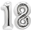 AULE Palloncino Numero 18 Compleanno Argento Grande 101 cm Elio Palloncini Complea...