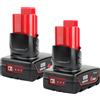 Waitley 2 x Waitley 12 V 6,0 Ah LiION Batteria per Milwaukee M12 M12B 48112411 481124...