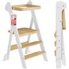 COSYLAND Torre Montessoriana Pieghevole Pre-Assemblata - Torretta Montessoriana Regolabile in Legno, Design Premiato IF, Sicura, Salvaspazio e Adatta ai Bambini 18M-6A (Bianco & Naturale)