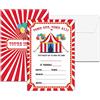 Chuxvon Inviti per feste di compleanno di carnevale, inviti di compleanno a tema circo, inviti da riempire su entrambi i lati per bambini, 20 biglietti con 20 buste (C06)