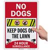 SmartSign Cartello No Dogs - Keep Dogs Off The Lawn, 24 Hour Surveillance | 25,4 x 35,6 cm 3M in alluminio riflettente di grado ingegneristico