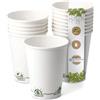Greenbox - Bicchieri di carta riciclabile bianca con rivestimento EcoUp© Icon e PLA I 50 Coffee To go Bicchieri usa e getta biodegradabili 150 ml