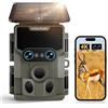 WOLFANG Fototrappola Solare 64MP 4K 30fps, Doppia Lente Wifi Bluetooth Fotoca...