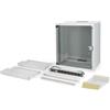 DIGITUS Set di rete da 19 pollici - Armadio di rete 12U SOHO Pro - 2 ripiani 1U - Pannello patch a 24 porte - 24 moduli keystone - 30 cavi patch - striscia di presa - non montato - grigio