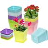 QWORK® 24 pezzi di vasi quadrati in plastica colorata con vassoi, vasi per pi...