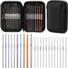 Kisstta Set Di 22 Uncinetto Set, Uncinetti in Alluminio Colorati Con Organizer Nero, ...
