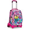 SJ GANG STYLE JAM GANG SJ Trolley Scuola Sganciabile Jack 3 Ruote, CLACK IT GIRL, Rosa Zaino Con Ca...