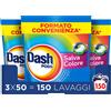 Dash Pods Detersivo In Capsule, 3x50 Lavaggi, Salva Colore, Rimuove Le Macchi...