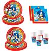 Procos Decorazione per compleanno Sonic, 52 pezzi, piatti, bicchieri e tovag...