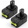 LabTEC 2 batterie al litio RB18L50, 18 V, 5000 mAh, ricambio per Ryobi, 18 V...