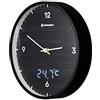 Bresser MyTime LEDsec - Orologio da parete radiocontrollato con quadrante da 24 cm, display a LED, temperatura interna e movimento silenzioso, colore: Nero