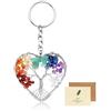 SwirlColor Portachiavi Albero Sella Vita, CuoreForma 7 Cristallo curativo Cha...
